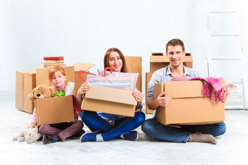 Office removals planning in Ickenham with packed workstations and moving boxes