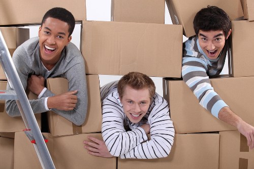 Careful loading of household items into a van during a move