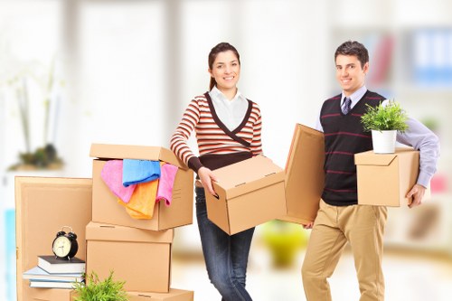 Residential move with boxes loaded into a moving truck in Ickenham