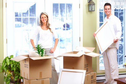 Boxes and furniture safely stored in an Ickenham storage unit